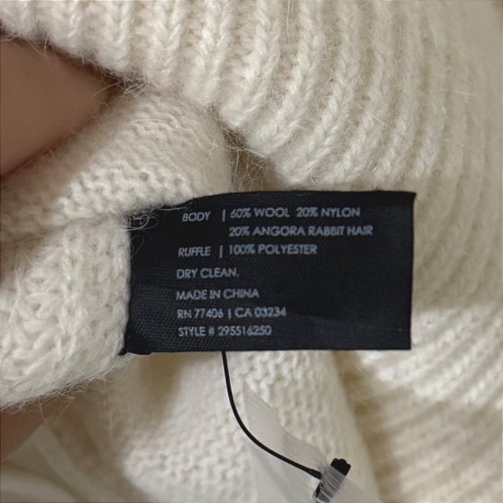 Club Monaco Rumi Sweater Cream Wool Angora Blend Ruffle Hem Small NWT - Picture 5 of 6